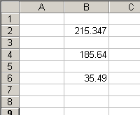 excel range with B2, b4, and b6 filled