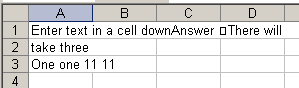 Excel range showing text