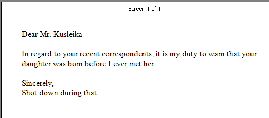 Word document showing text