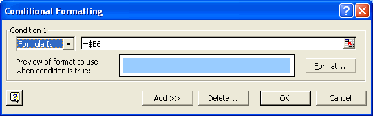 conditional format dialog to hide rows