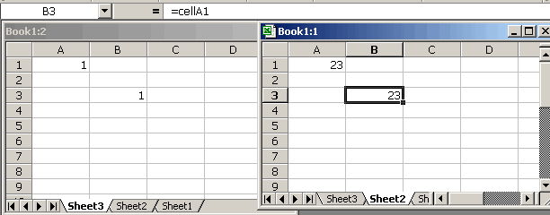 Two windows showing different sheets using defined name