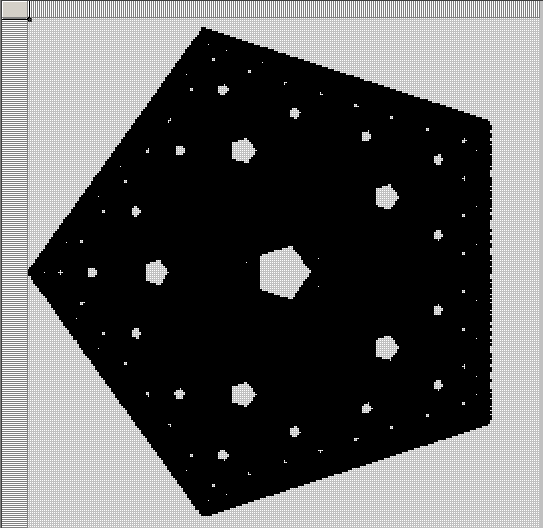 pixels showing pentagon fractal
