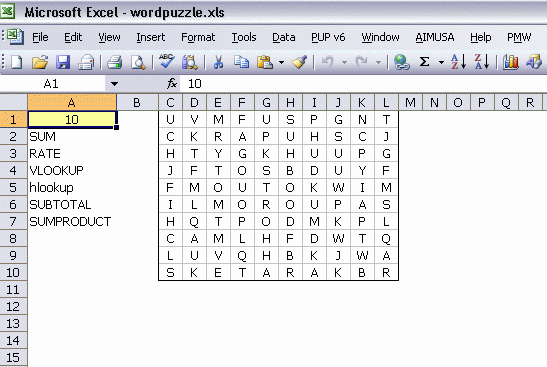 Excel Word Search Generator Daily Dose Of Excel